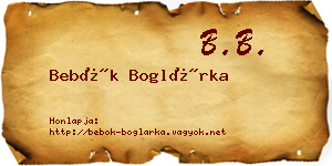 Bebők Boglárka névjegykártya